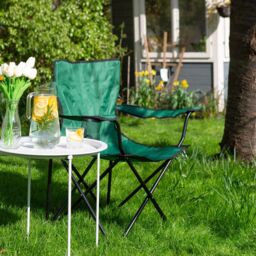 Harbour Housewares Folding Canvas Camping Chair - Matt Black in Green - thumbnail 5