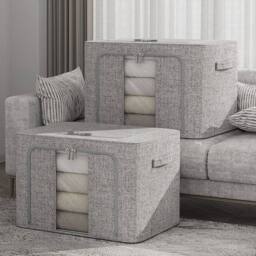 KORVIXA 24L - Medium Folding Stackable Organizer Clot hes Box in Grey - Size: 900mm - thumbnail 4
