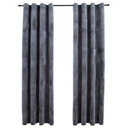 Berkfield Home Blackout Curtains with Rings 2 pcs Velvet Anthracite 140x225 cm in Dark Grey