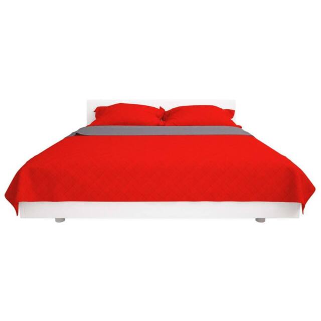Berkfield Home Decorative Double-sided Quilted Bedspread Red & Grey 170x210 cm - image 1