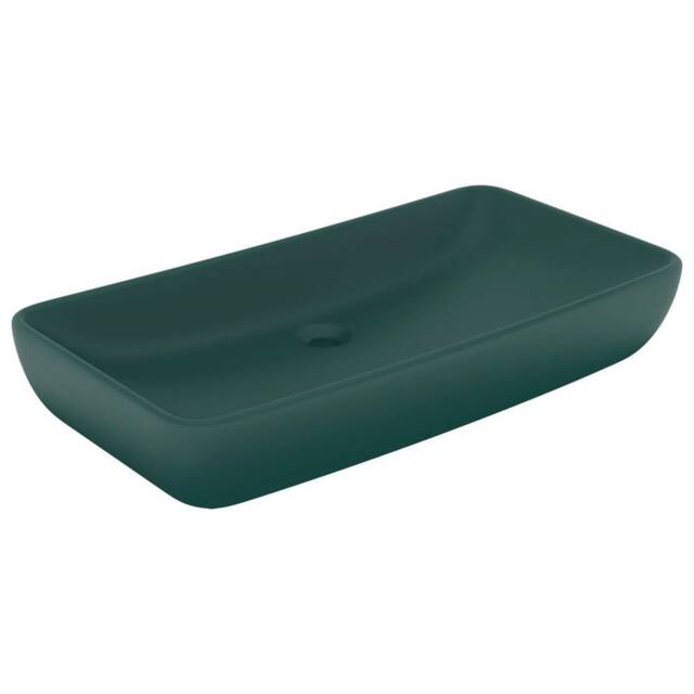 Berkfield Home Luxury Basin Rectangular Matt Dark Green 71x38 cm Ceramic - image 1