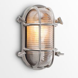ValueLights Bow Oval Bulkhead IP64 Outdoor Garden Wall Light with Warm White Bulb in Silver - thumbnail 2