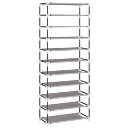 Berkfield Home Shoe Cabinet Grey 60x30x166 cm Fabric - Size: 60 x 30 x 166 cm - thumbnail 6