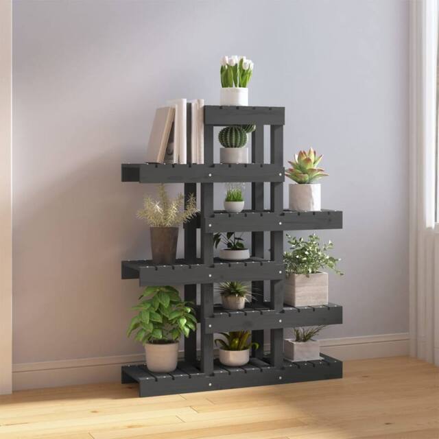 Berkfield Home Plant Stand Grey 85x25x109.5 cm Solid Wood Pine - image 1