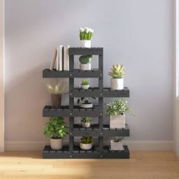 Berkfield Home Plant Stand Grey 85x25x109.5 cm Solid Wood Pine - thumbnail 2