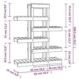 Berkfield Home Plant Stand Grey 85x25x109.5 cm Solid Wood Pine - thumbnail 8
