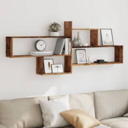 Berkfield Home Wall Shelf Old Wood 167.5x18x68 cm Engineered Wood in Brown - thumbnail 2