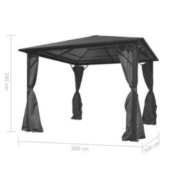 Berkfield Home Gazebo with Curtain Anthracite Aluminium 300x300 cm in Black - thumbnail 5