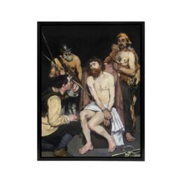 "Artery8 Jesus Mocked by the Soldiers Manet Black Framed Canvas Wall Art - Size: W12"" x H16""" - thumbnail 1