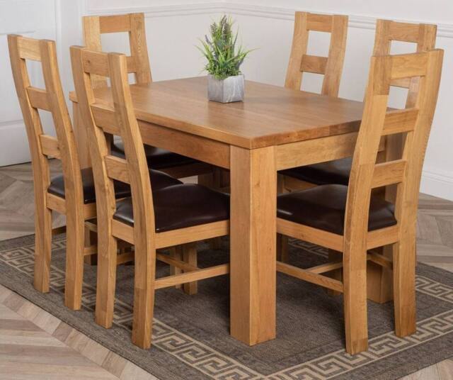 Thats Furniture Dakot 127 x 82cm Oak Small Dining Table & 6 Yale Chairs in Brown - Size: 127 x 82 cm - image 1