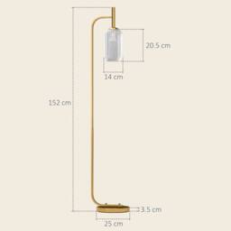 Wyld Haus Zizi Gold Tone LED Floor Lamp Textured Glass Shade & Foot Switch - thumbnail 4