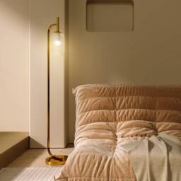 Wyld Haus Zizi Gold Tone LED Floor Lamp Textured Glass Shade & Foot Switch - thumbnail 9