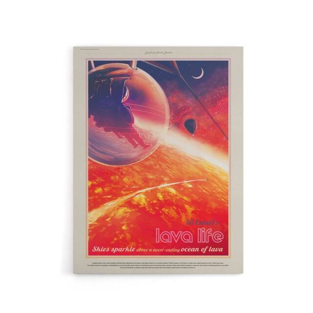 "Artery8 55 Cancri E Lava Life NASA Space Travel Canvas Wall Art Print in Orange - Size: W18"" x H24""" - image 1