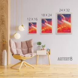 "Artery8 55 Cancri E Lava Life NASA Space Travel Canvas Wall Art Print in Orange - Size: W18"" x H24""" - thumbnail 4