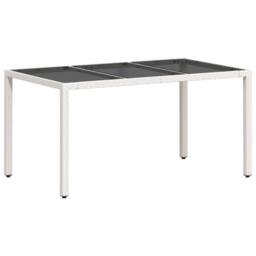 Berkfield Home Garden Table with Glass Top White 150x90x75 cm Poly Rattan - Size: 150 x 90 x 75 cm - thumbnail 3