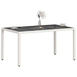 Berkfield Home Garden Table with Glass Top White 150x90x75 cm Poly Rattan - Size: 150 x 90 x 75 cm - thumbnail 4