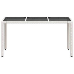 Berkfield Home Garden Table with Glass Top White 150x90x75 cm Poly Rattan - Size: 150 x 90 x 75 cm - thumbnail 5