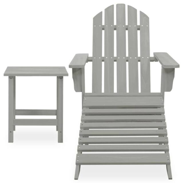 Berkfield Home Garden Adirondack Chair with Ottoman&Table Solid Fir Wood Grey - image 1