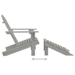 Berkfield Home Garden Adirondack Chair with Ottoman&Table Solid Fir Wood Grey - thumbnail 7
