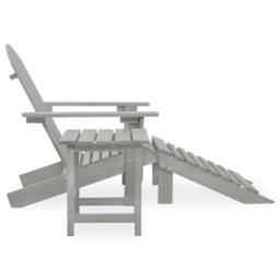 Berkfield Home Garden Adirondack Chair with Ottoman&Table Solid Fir Wood Grey - thumbnail 3