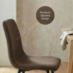 Havendro 2 Pack Dark Brown Metal Dining Chairs Foam Padded Seats - thumbnail 4