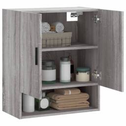 Berkfield Home Wall Cabinet Grey Sonoma 60x31x70 cm Engineered Wood - Size: 60 x 31 x 70 cm - thumbnail 4