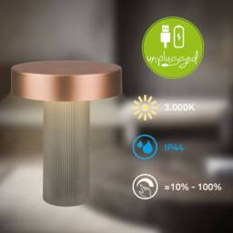 BRILONER Beige 3W Rechargeable Dimmable LED Table Lamp in Bronze - thumbnail 3