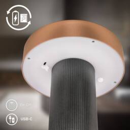 BRILONER Beige 3W Rechargeable Dimmable LED Table Lamp in Bronze - thumbnail 5