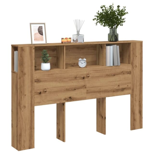 Berkfield Home Headboard Cabinet Artisan Oak 160x18.5x103.5 cm Engineered Wood in Brown - image 1