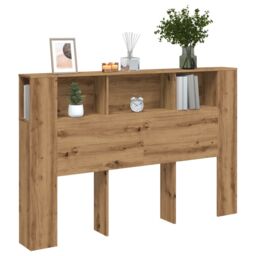 Berkfield Home Headboard Cabinet Artisan Oak 160x18.5x103.5 cm Engineered Wood in Brown - thumbnail 1