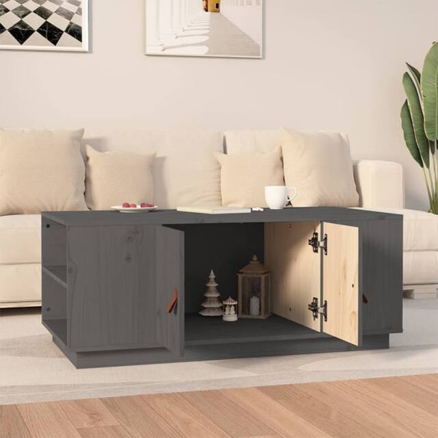 Berkfield Home Beautiful Coffee Table Grey 100x50x41 cm Solid Wood Pine - Size: 100 x 50 x 41 cm - image 1