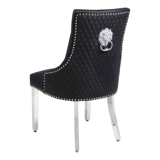 HOME LUXE INTERIOR Set Of 2 Majestic Hudson Black Leather Dining Chairs - Size: 1 Seater - image 1