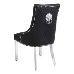 HOME LUXE INTERIOR Set Of 2 Majestic Hudson Black Leather Dining Chairs - Size: 1 Seater - thumbnail 1