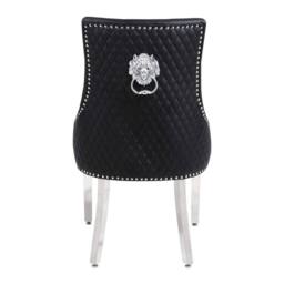 HOME LUXE INTERIOR Set Of 2 Majestic Hudson Black Leather Dining Chairs - Size: 1 Seater - thumbnail 4