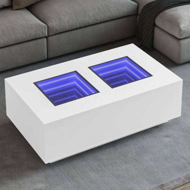 Berkfield Home Coffee Table with Infinity LED White 116x69x40 cm - Size: 116 x 69 x 40 cm - image 1