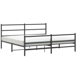 Berkfield Home Metal Bed Frame without Mattress with Footboard¬†Black 183x213cm in Black - Size: 183x213 cm - thumbnail 4