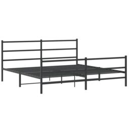 Berkfield Home Metal Bed Frame without Mattress with Footboard¬†Black 183x213cm in Black - Size: 183x213 cm - thumbnail 2