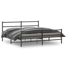 Berkfield Home Metal Bed Frame without Mattress with Footboard¬†Black 183x213cm in Black - Size: 183x213 cm - thumbnail 1