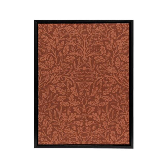 "Artery8 Acorns & Oak Leaves Pattern Framed Canvas Wall Art Print W. Morris in Brown - Size: W18"" x H24""" - image 1