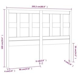 Berkfield Home Bed Headboard Grey 205.5x4x100 cm Solid Wood Pine - thumbnail 6