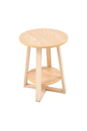 Living and Home 2-Tier Round Wooden Coffee Side Table，50cm Wx 50cm D x 50cm H in Natural - Size: 50 cm Wx 50 cm D x 50 cm H - thumbnail 3