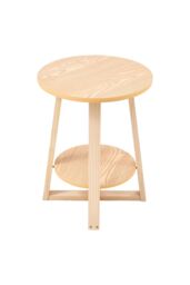 Living and Home 2-Tier Round Wooden Coffee Side Table，50cm Wx 50cm D x 50cm H in Natural - Size: 50 cm Wx 50 cm D x 50 cm H - thumbnail 4