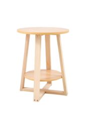 Living and Home 2-Tier Round Wooden Coffee Side Table，50cm Wx 50cm D x 50cm H in Natural - Size: 50 cm Wx 50 cm D x 50 cm H - thumbnail 5
