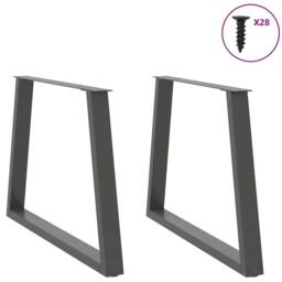 Berkfield Home Dining Table Legs V-Shape 2 pcs Anthracite 90x(72-73.3) cm Steel in Charcoal - thumbnail 3