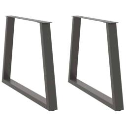 Berkfield Home Dining Table Legs V-Shape 2 pcs Anthracite 90x(72-73.3) cm Steel in Charcoal - thumbnail 2