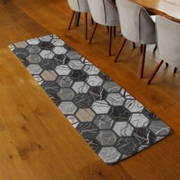 Benjamin Tate Design Hexagon Marble Runner Rug in Natural - Size: 67 cm x 230 cm - thumbnail 2