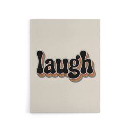 "Artery8 Laugh Colourful Retro Rainbow Font Typography Canvas Wall Art Print in Beige - Size: W24"" x H32""" - thumbnail 1