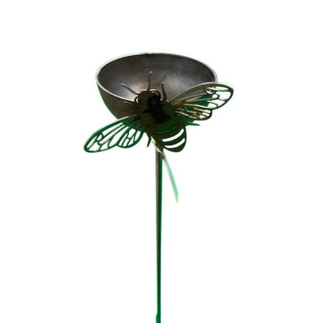 Poppyforge 5 Feet Bowl Plant Pin Garden Art with Bee (Pack of 3) in Black - image 1