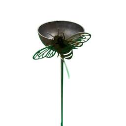 Poppyforge 5 Feet Bowl Plant Pin Garden Art with Bee (Pack of 3) in Black