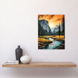 "Artery8 Yosemite National Park Vibrant Artwork Sunset Over El Capitan Unframed Wall Art Print Poster Home Decor Premium - Size: W12"" x H16""" - thumbnail 4